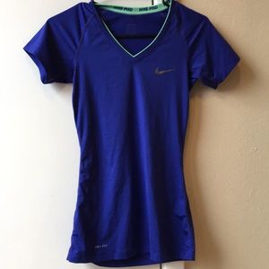 Nike pro v-neck t-shirt blue xs
